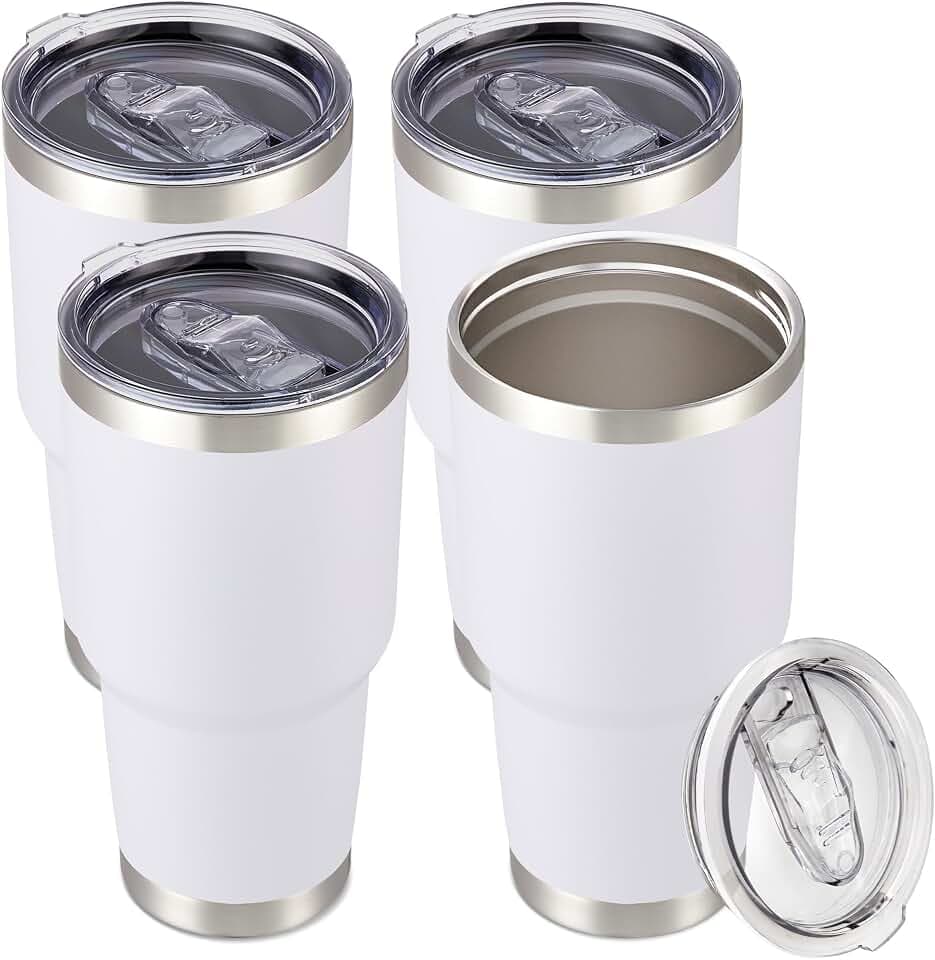 30 oz Tumbler with Lid Stainless Steel Tumblers Bulk, 4 Pack