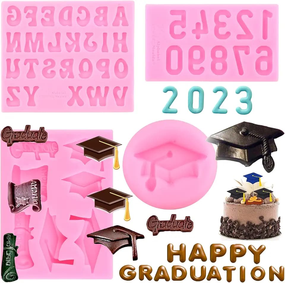 Graduation Silicone Mold Graduation Cap Fondant Mold Set Of 4