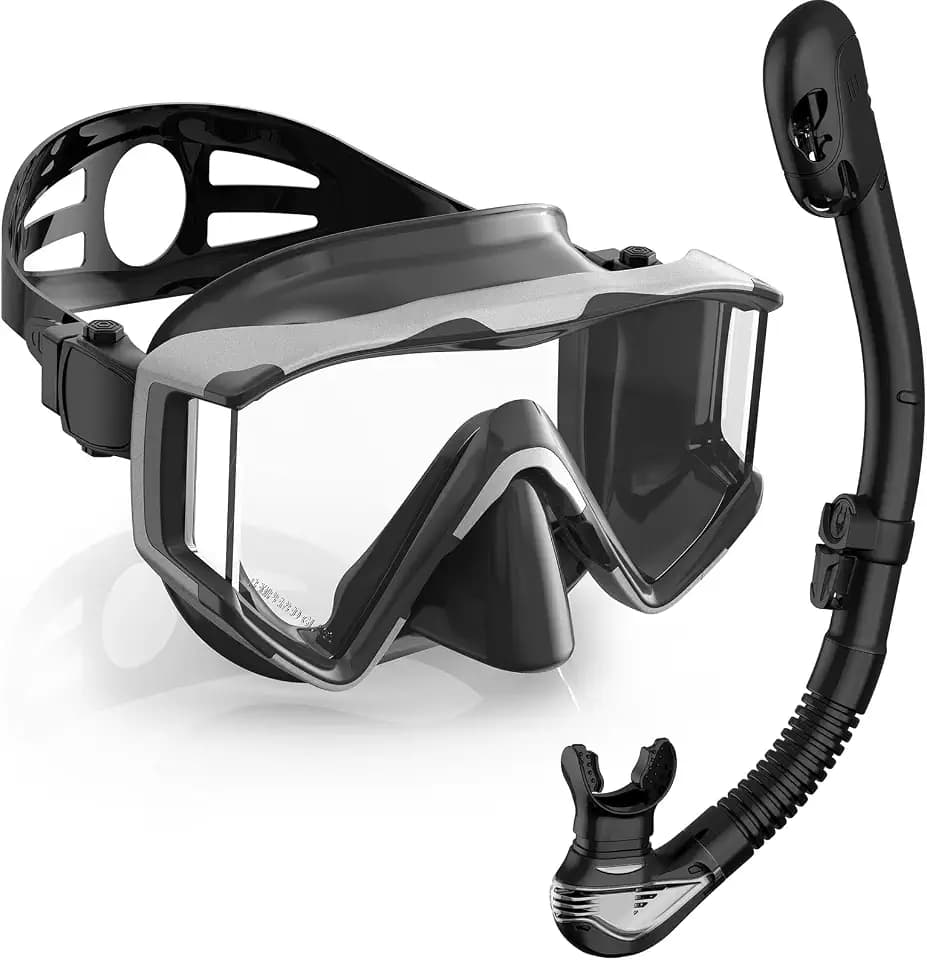 Greatever Snorkeling Gear for Adults, 3 Window Snorkel Mask Diving Set