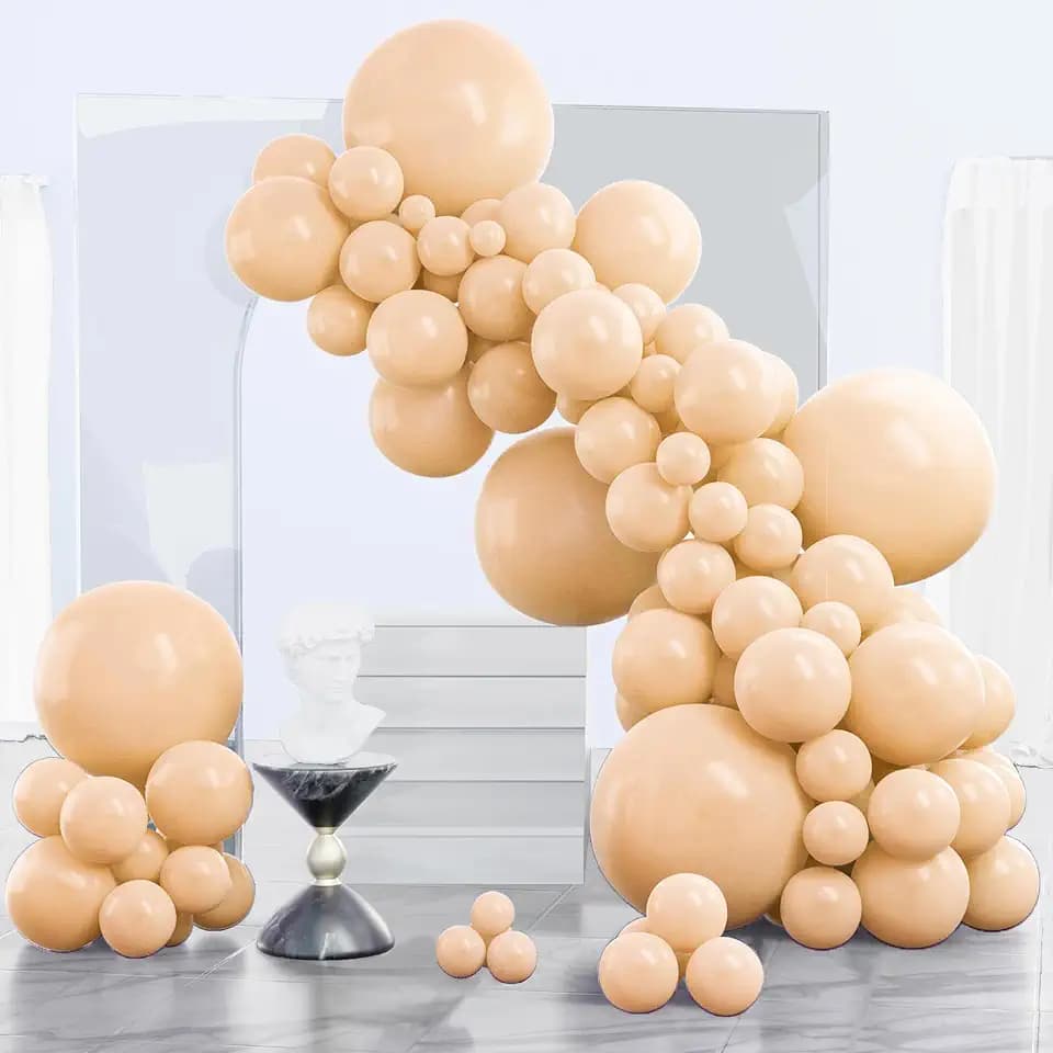 PartyWoo Nude Balloons 120pcs Apricot Boho Fall Color Different Sizes