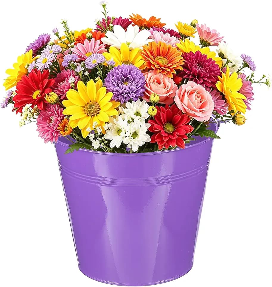 uxcell Mini Metal Buckets 18x13x16.5cm/7.09x5.12x6.5 Small Tin Dark Purple