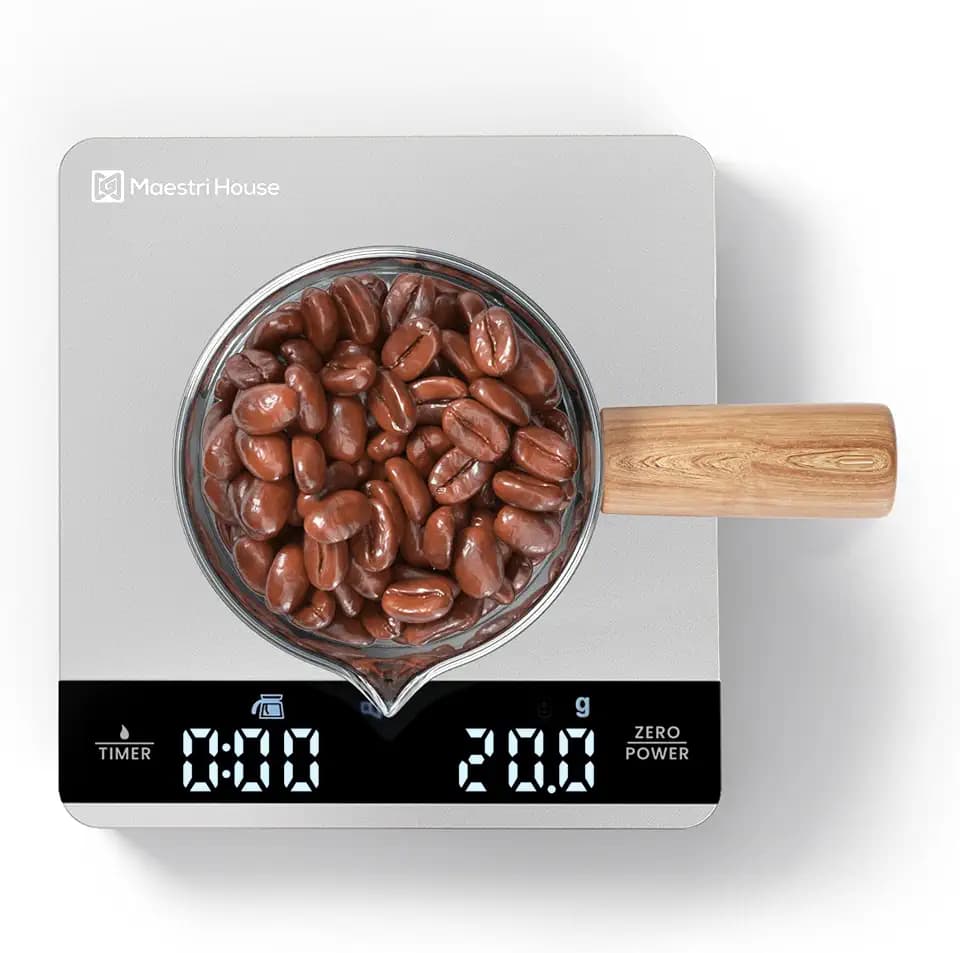 Maestri House S1 Metal Mini Espresso Coffee Scale with Timer, 2kg/0.1g