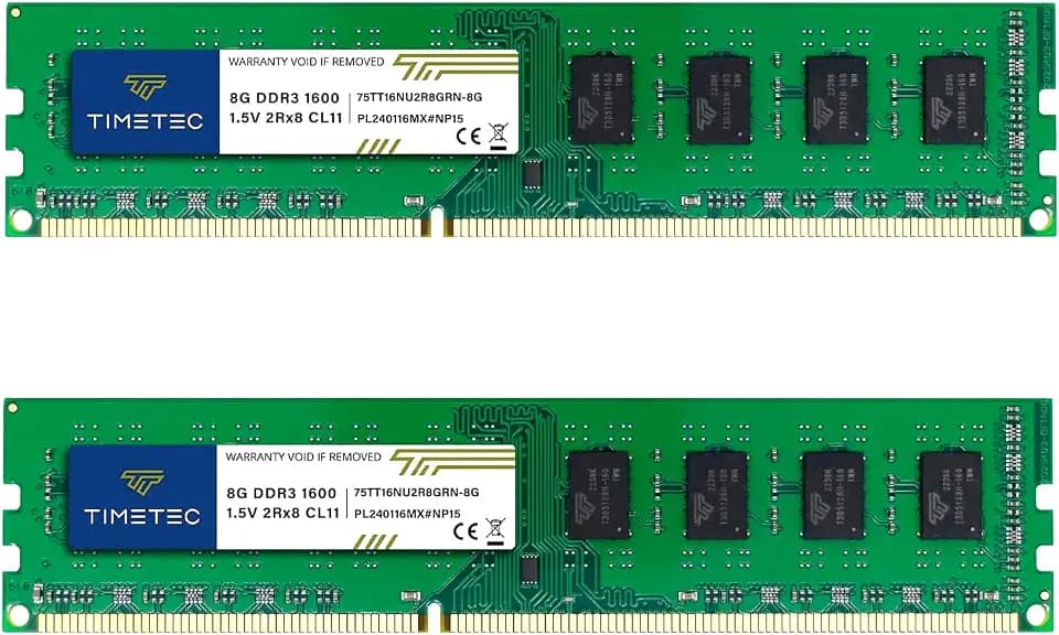 Timetec 16GB KIT (2x8GB) DDR3 1600 MHz (DDR3-1600) PC3-12800 (PC3-12800U) Non-ECC Ungepuffert 1,5V CL11 2Rx8 Dual Rank 240 Pin UDIMM Desktop-PC Computerspeicher RAM (SDRAM) Modul-Upgrade