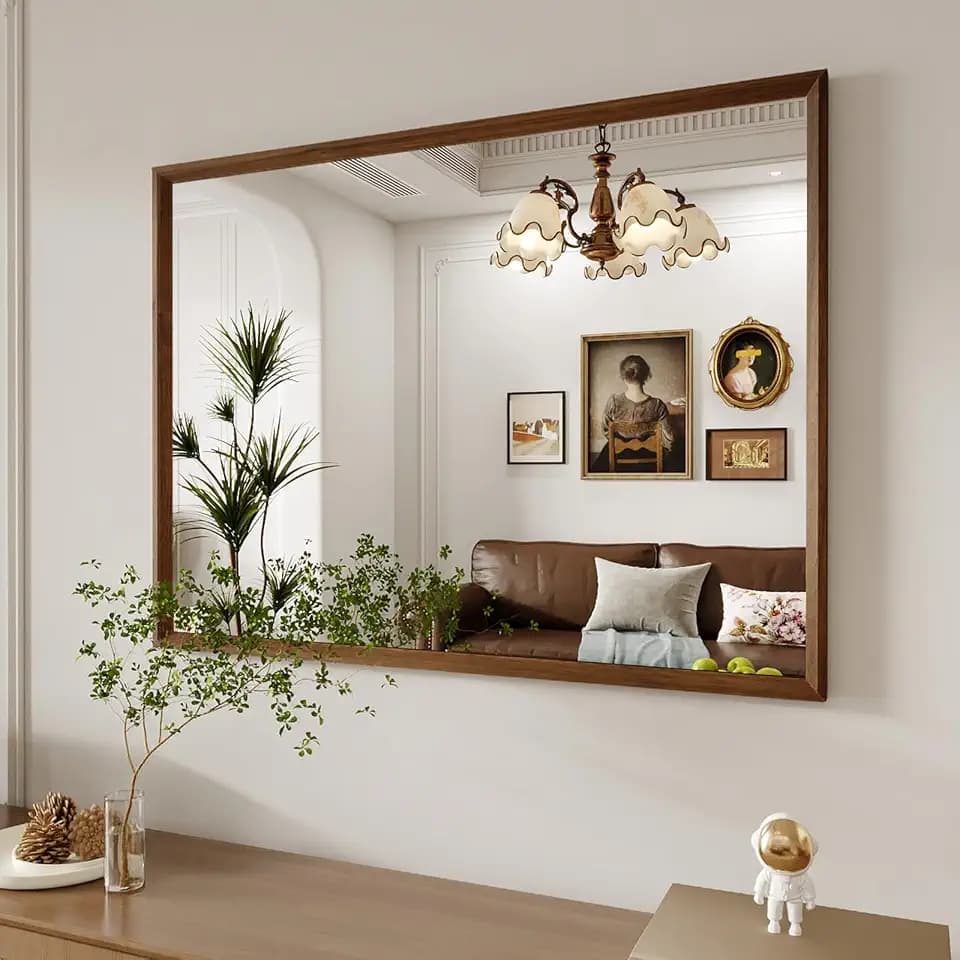 WEER Bathroom Vanity Mirror Walnut 40X30 Inch