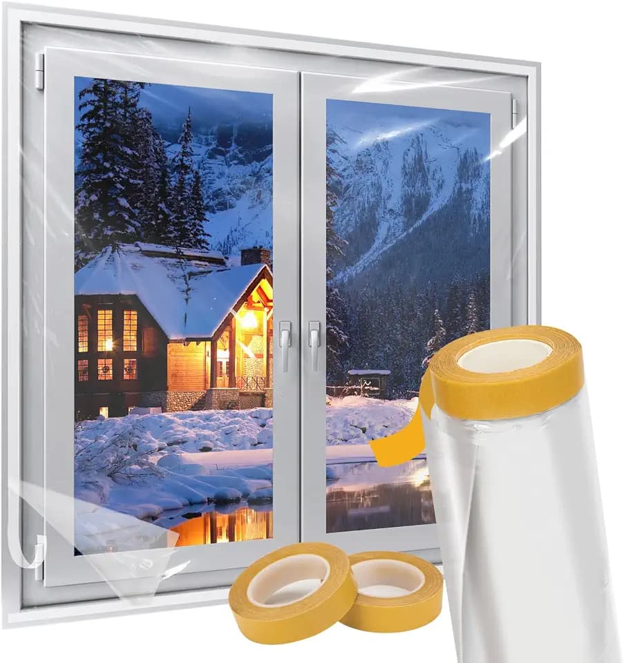 Augblinds Window Insulation for Winter, Clear Plastic Film Kit, 62 x 393 in