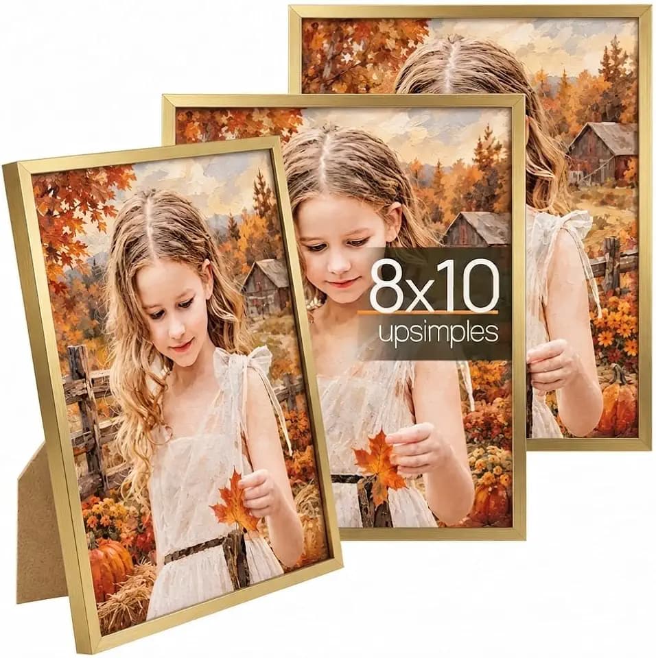 upsimples 8x10 Picture Frame Glass, Thin Border, White Photo Frames, 3Pcs
