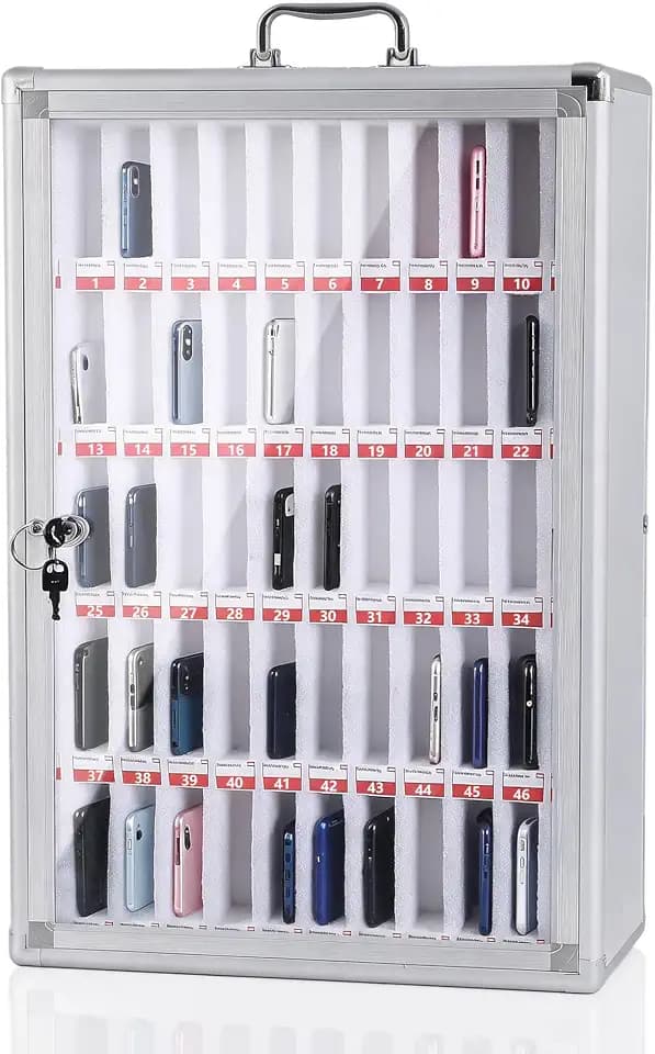AIWFL 60 Slots Cell Phone Locker Classroom Aluminum Alloy Phone Storage Box