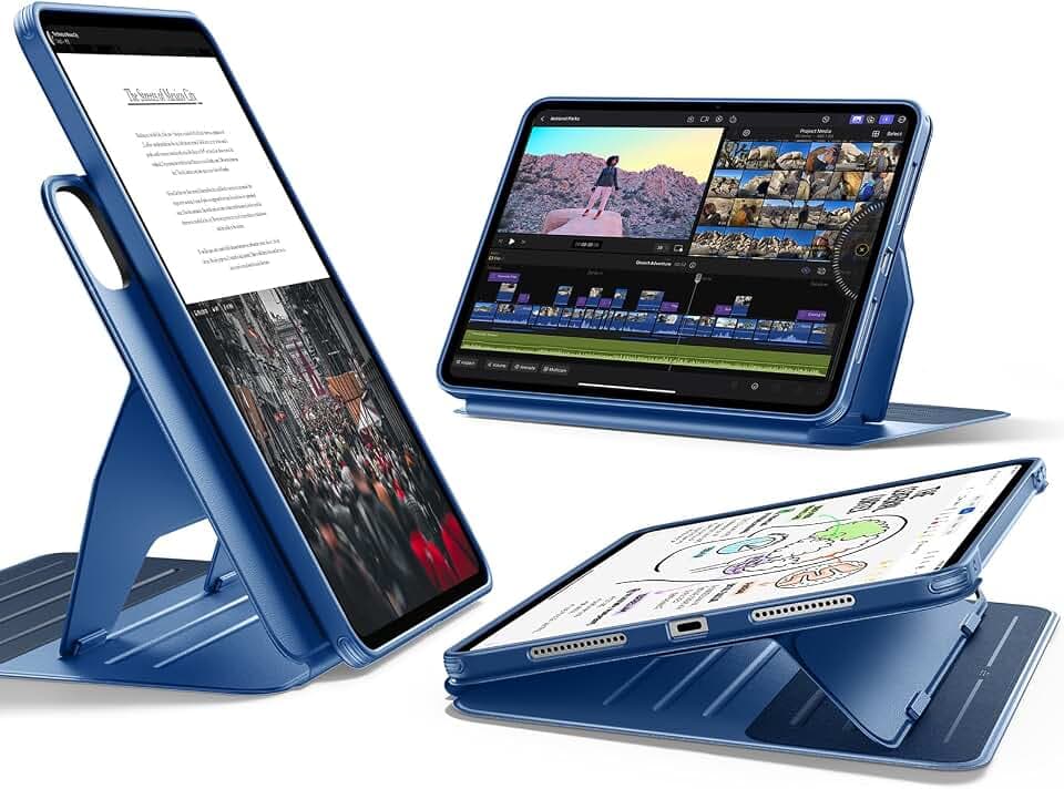 ESR für iPad Pro 11 Zoll Hülle 2025/2024 (M5/M4), Shift Serie, Blau | Drehbare Hülle mit Abnehmbarer Magnetabdeckung, Ständer im Hoch-/Querformat, 9 Standwinkel