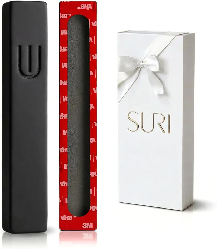 SURI Mezuzah for Door with Scroll – 9 Inch Modern Mezuzah Case with Non Kosher Scroll Included, Fits up to 8” Scroll, Easy Adhesive Installation, Gift Box Included