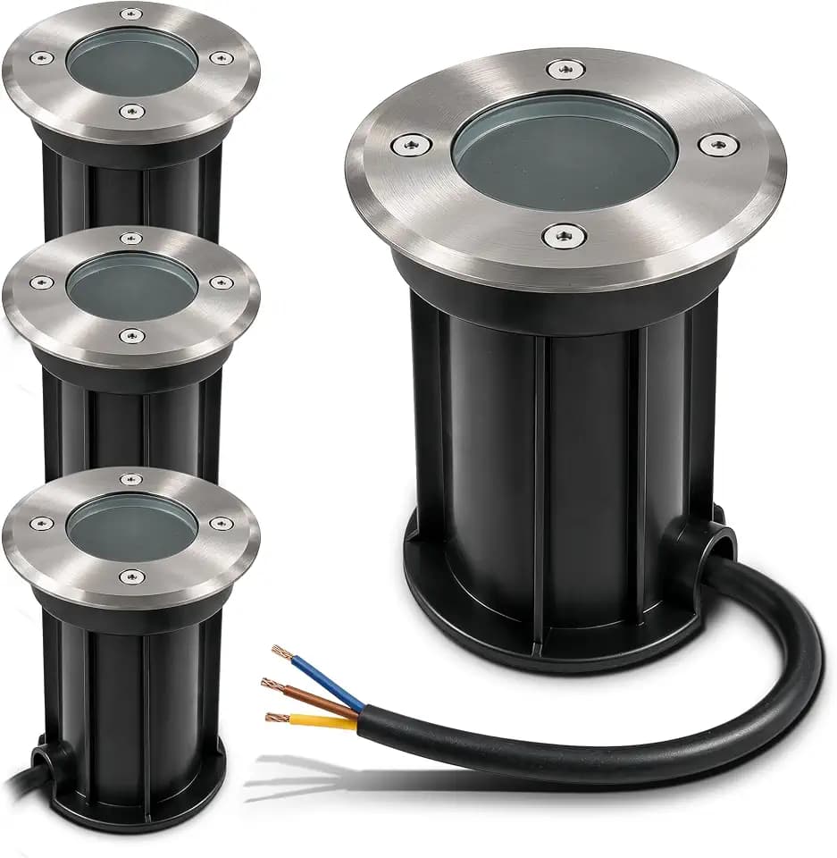linovum BORU 4er Set Bodeneinbauleuchte rund GU10 IP67 ohne Leuchtmittel