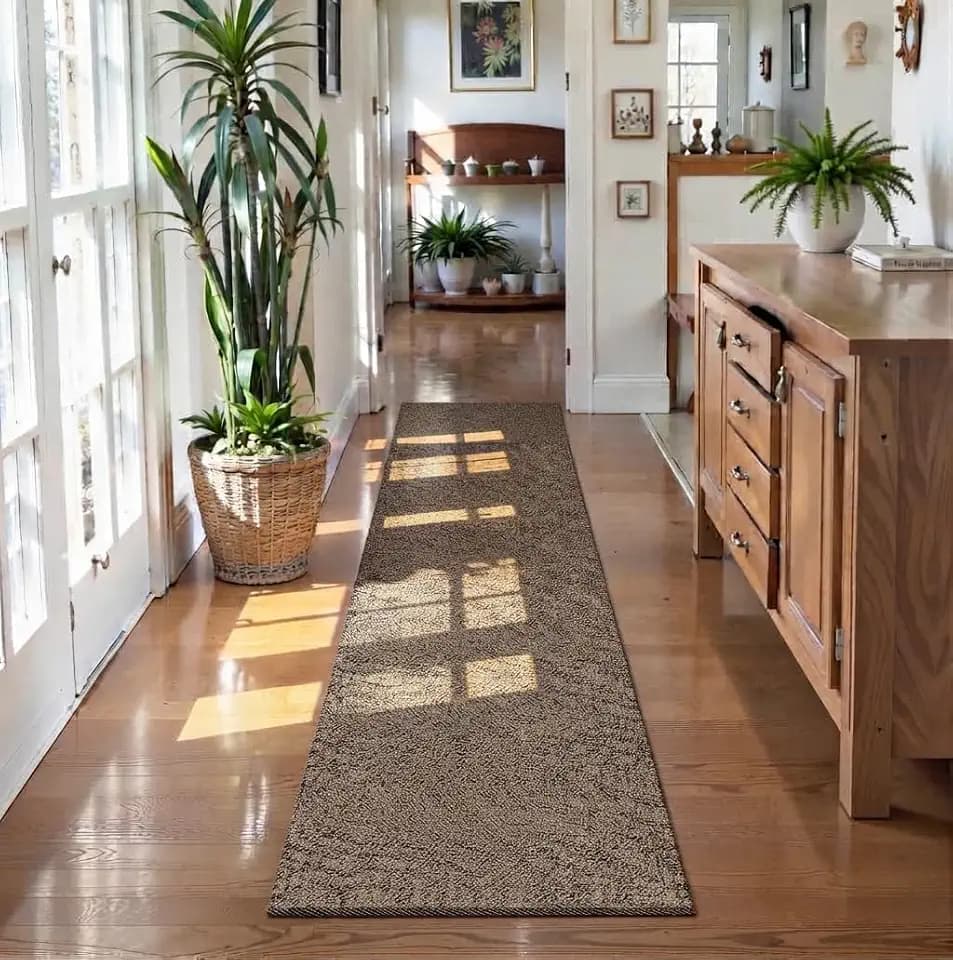 LEEVAN Carpet Runners for Hallway 12Ft Herringbone Woven Runner Rug