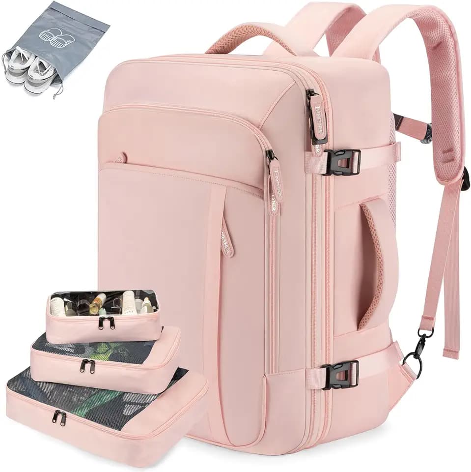 Lumesner 40L Expandable Travel Backpack, Carry On Backpack Flight Approved