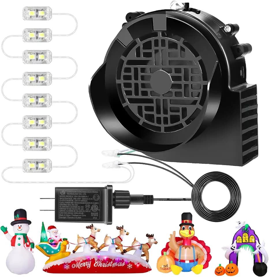 Replacement 1.5A Air Blower Fan for Inflatables, 8 LED Light, 2.0A Adapter