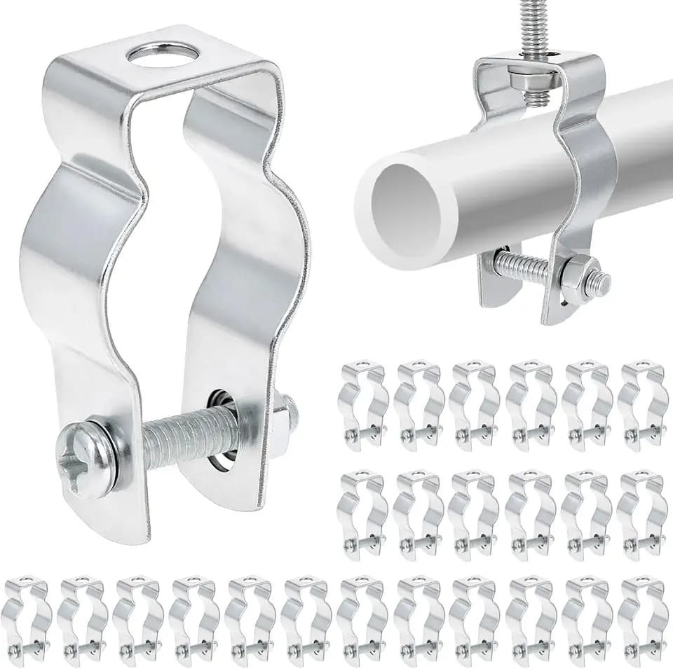 QWORK 3/4" Steel EMT Conduit Hangers with Bolts, 25 Pcs Zinc Plated Insulated Supports for Electrical Installations
