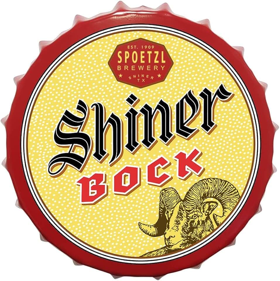 2BUT Shines Bocks Decorative Bottle Caps Metal Tin Signs Cafe Beer Bar Decoration Plat 13.8" Inches Wall Art Plaque Vintage Home Decor