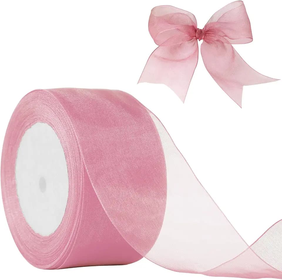 Sweet Nectar Organza Chiffon Ribbon Pink 2 inch X 50 Yards