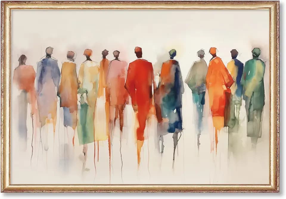 Abstract People Canvas Wall Art Colorful Watercolor Prints Abstraction Figure Painting Watercolor Poster Abstract African Print People Abstraction Pictures Colorful African Art 16x24inch No Frame