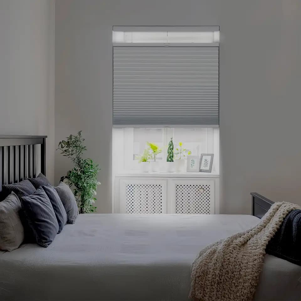 DEZ FURNISHINGS Cordless 1.5" Blackout Top Down Bottom Up Cellular Shade, Energy Saver, 58" W x 48" H, White