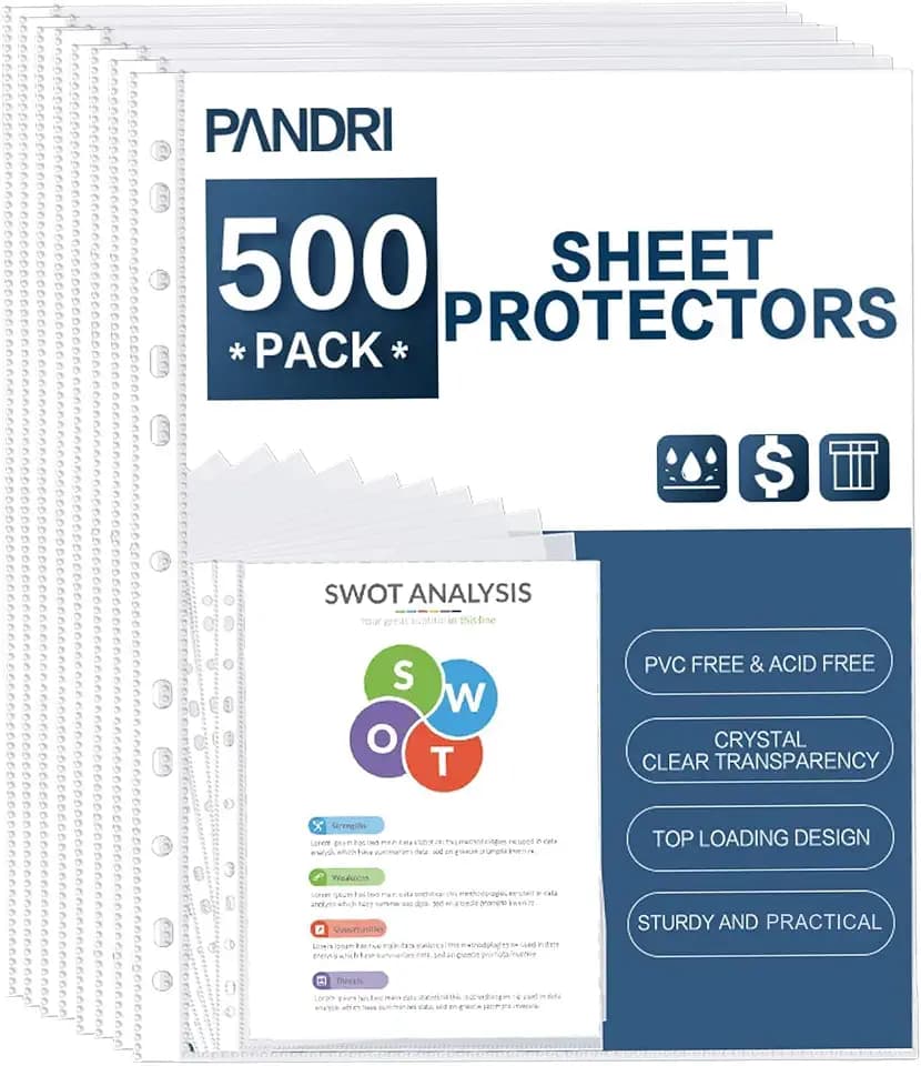 PANDRI 500 Pack Heavy Duty Sheet Protectors Fit 3 Ring Binder, Letter Size