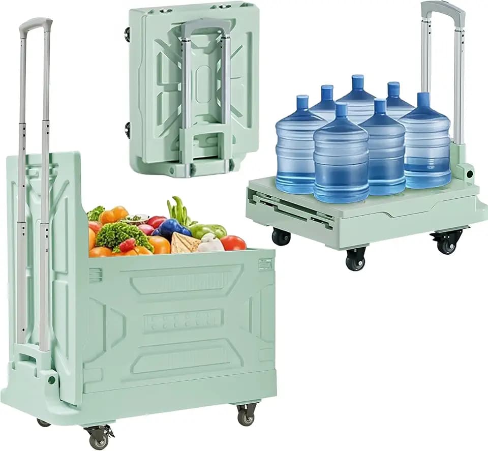 VECELO Foldable Shopping Cart with Wheels, 16GAL, Green