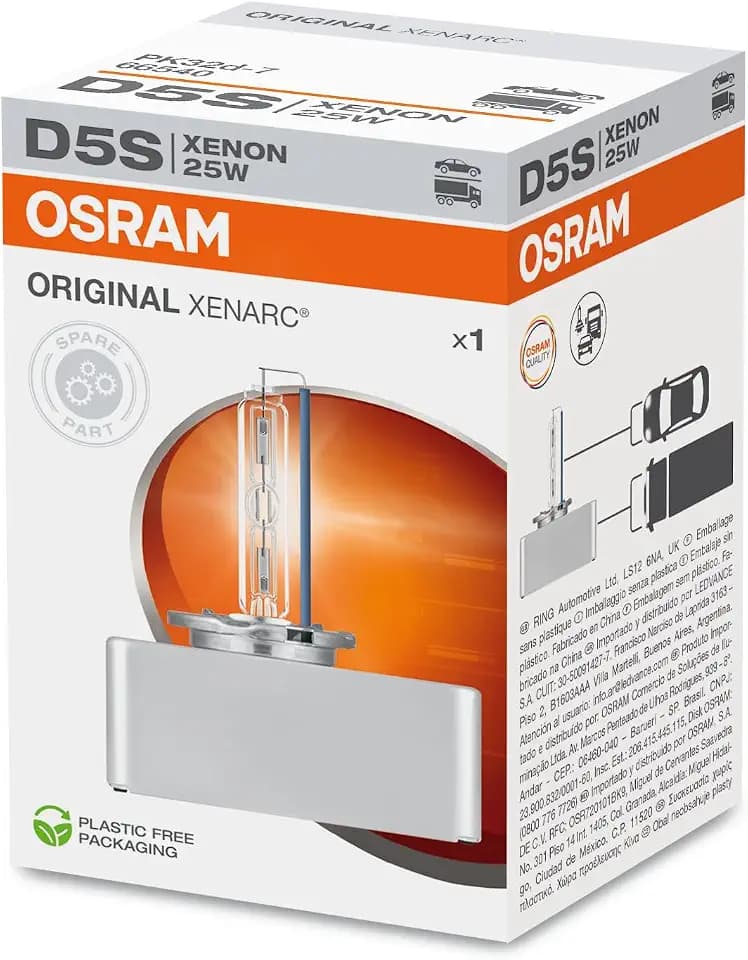 Osram XENARC ORIGINAL, D5S, Xenon-Scheinwerferlampe, 4500K, 12V, 2000lm, Kartonfaltschachtel (1 Lampe)