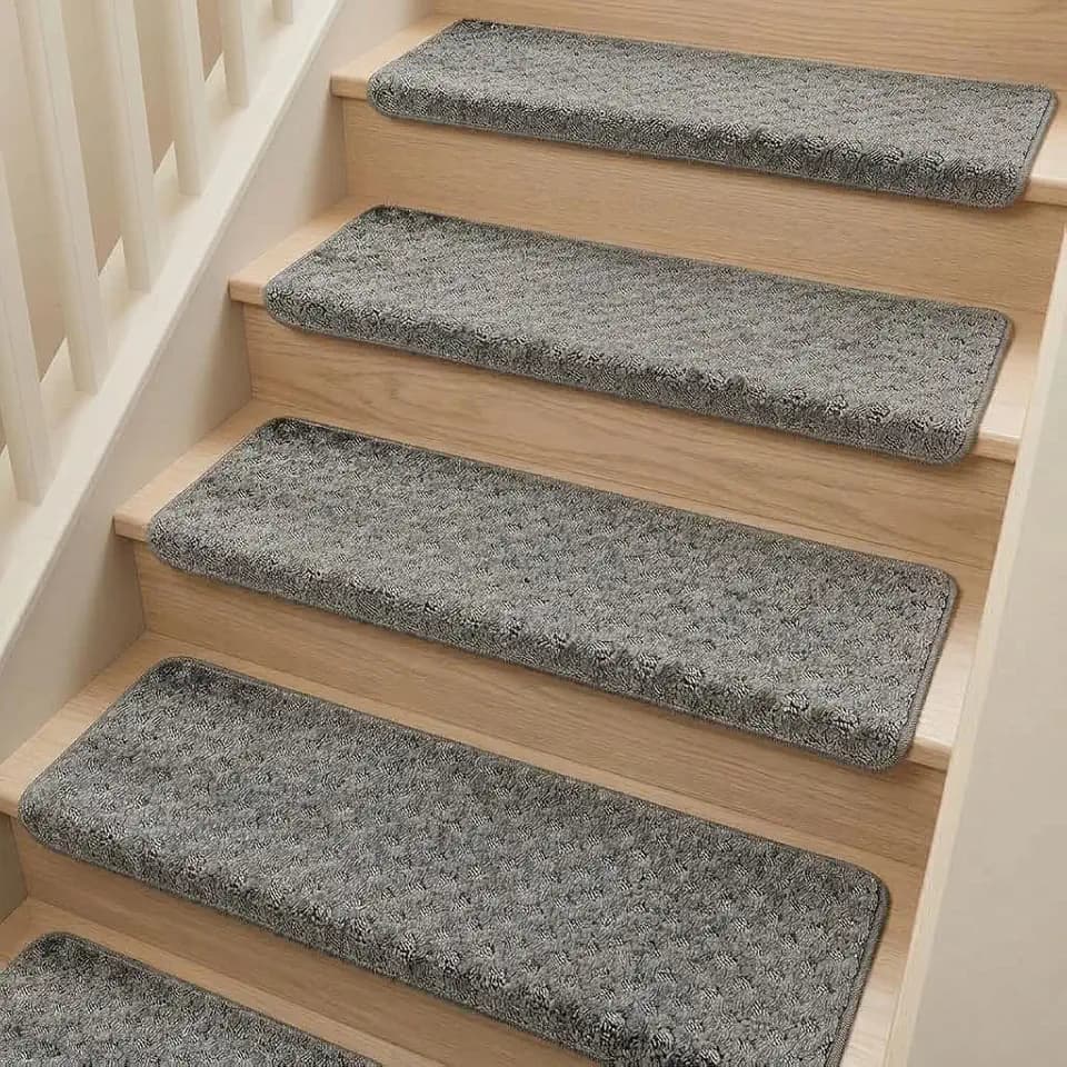 MBIGM Non-Slip Carpet Bullnose Stair Treads 14 Pack 9.5" x 30" Dark Grey