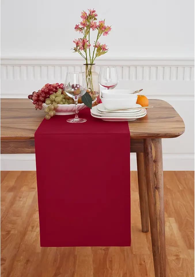Solino Home Cotton Linen Table Runner Red, Dru Cotton Linen 14 x 72 in