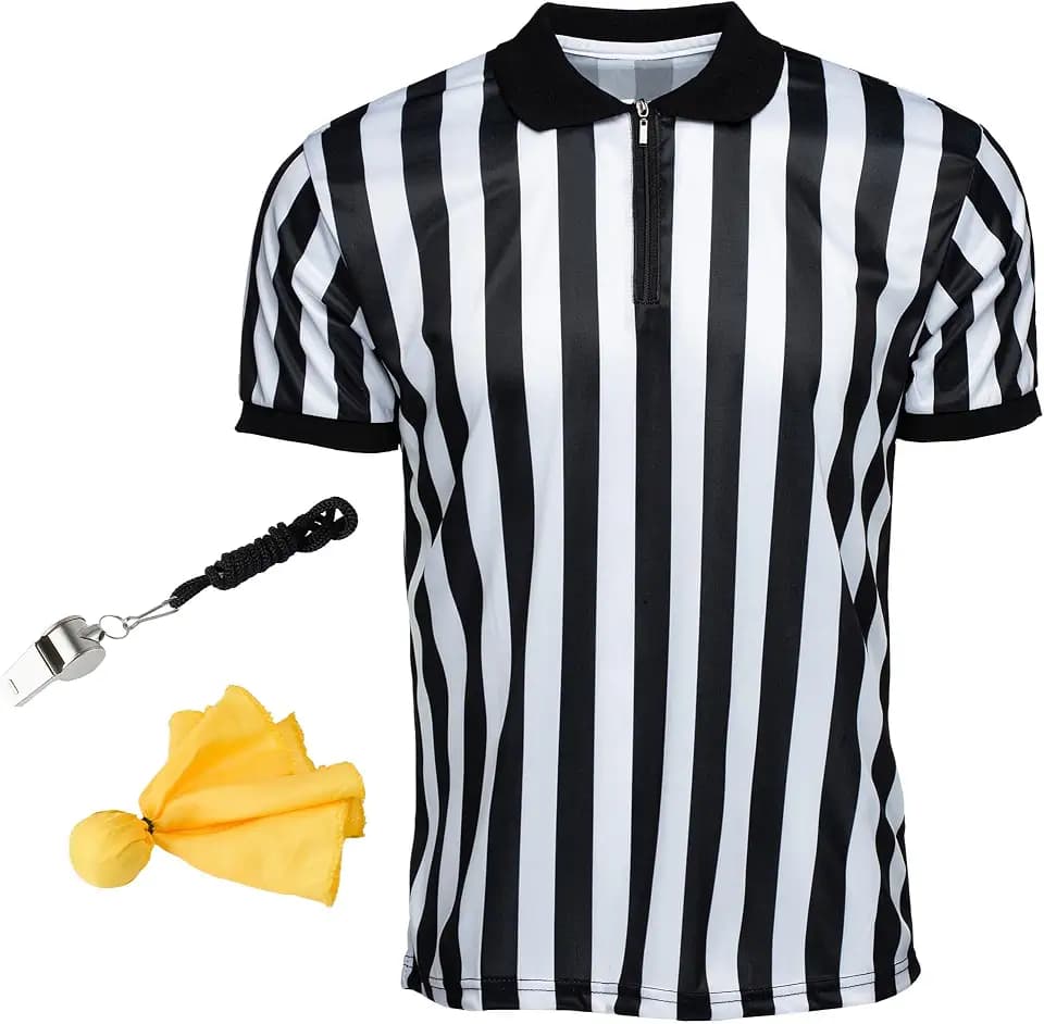 Murray Sporting Goods Men's Referee Shirt Collared Bundle Kit - Referee Shirt, Flag & Whistle Halloween Costume