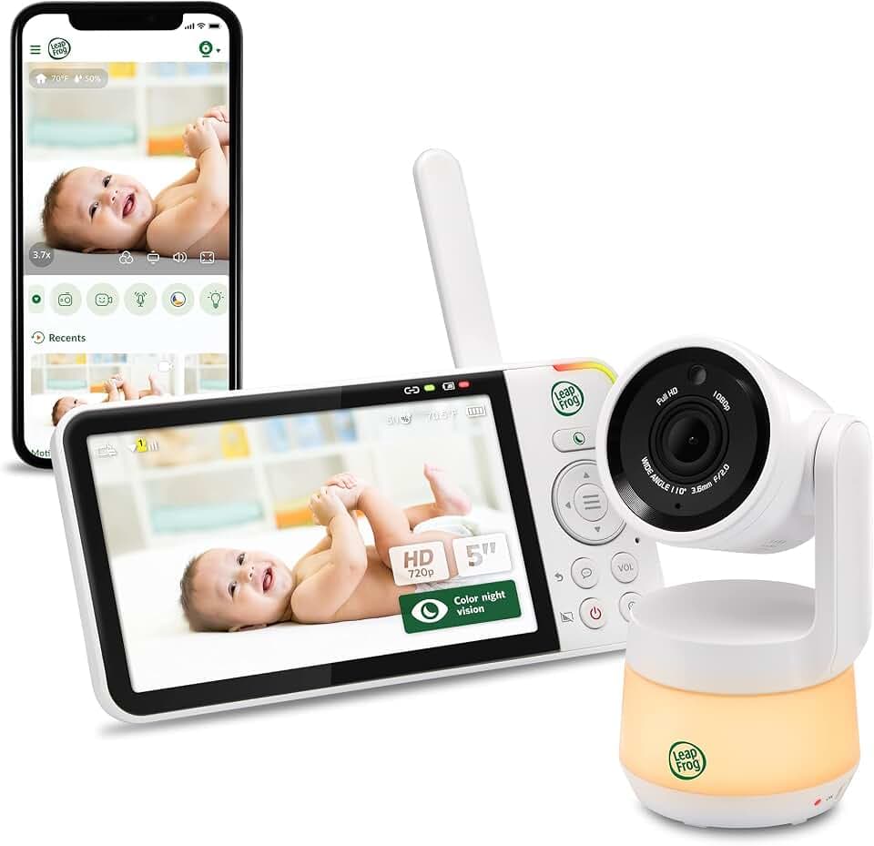 LeapFrog LF925HD Monitors para Bebés, 1080p WiFi Monitors Inteligentes para Bebés, 360° Traducción e Inclinación, Zoom 8X, ExhibiciónLCD de 5 "720p, Visión Nocturna, Walkie - Talkie Bidireccional