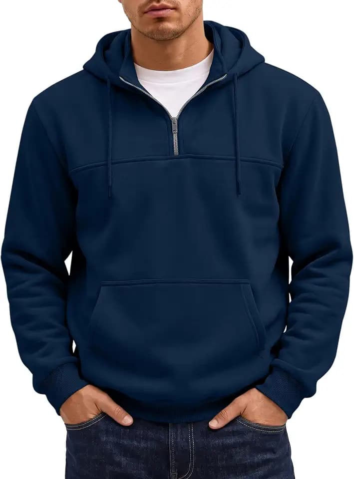 JMIERR Mens Quarter Zip Essentials Hoodies Casual Pullover Sweatshirts
