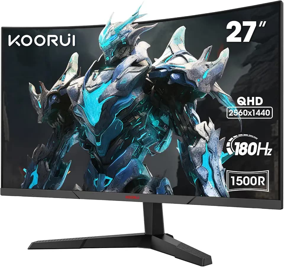 KOORUI 27 Zoll Gaming Monitor Curved 180Hz PC Bildschirm QHD 1ms HDMI/DP