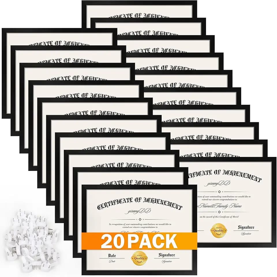 YixangDD 20 Pack Certificate Frames 8.5 x 11, College Diploma Frame, Black