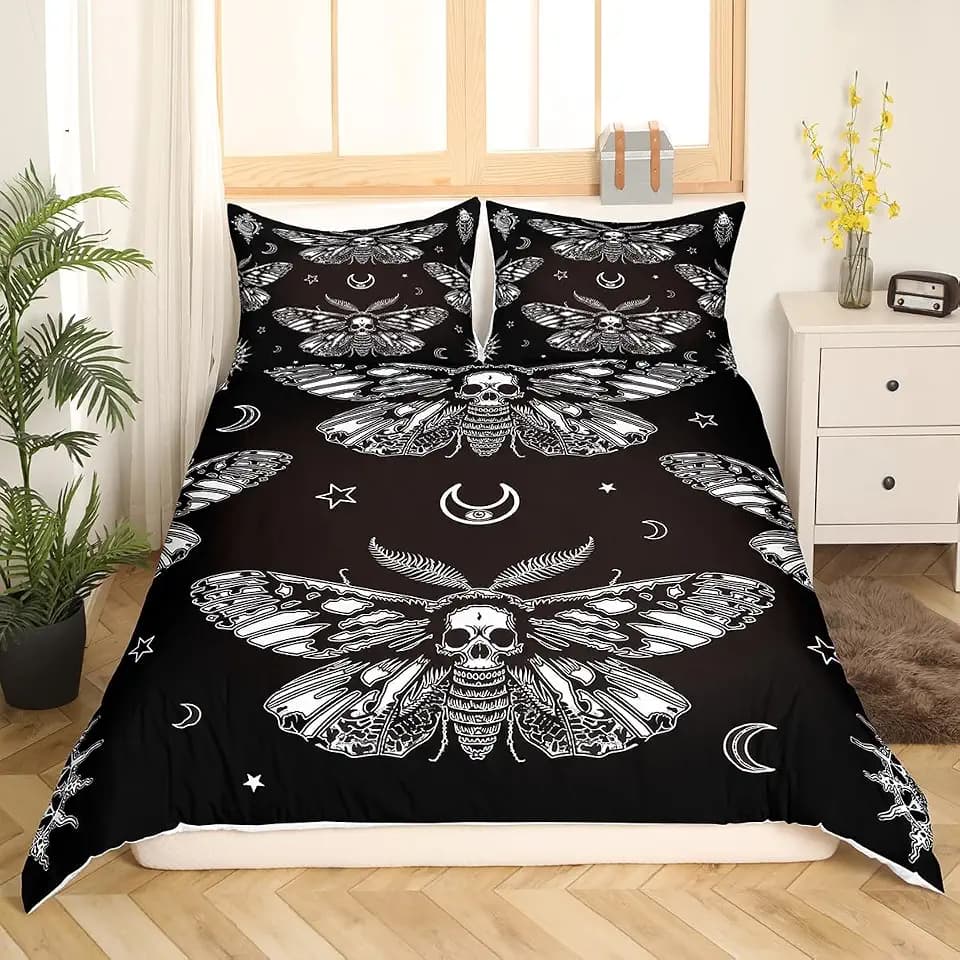 Feelyou Boys Boho Moth Duvet Cover Queen Size 3Pcs for Girls Women