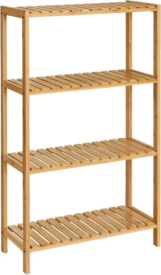 SONGMICS 4-Tier Bamboo Shelf, Freestanding Bathroom Storage Rack