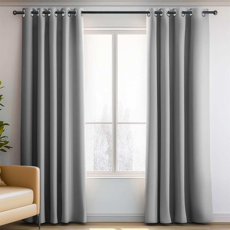 ORINOVA Grey Thermal Insulated Blackout Curtains 72 Inch Length for Living Room Bedroom Decor Room Darkening Grommet 34 by 72 Curtains 2 Panels