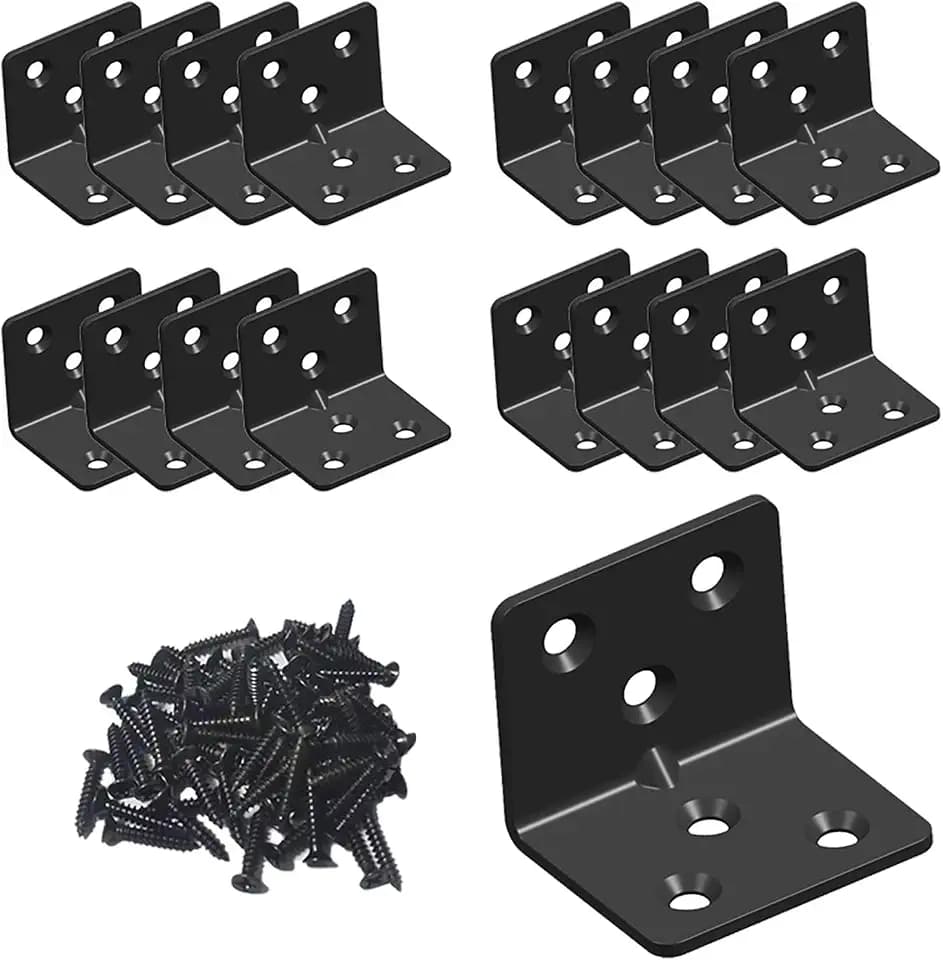 Black Stainless Steel Shelf Bracket,Joint Right Angle Bracket,L Shape Heavy Duty Metal Corner Brace Shelf Supporter for Wood Aufuga (16, 1.5x1.2x1.2)