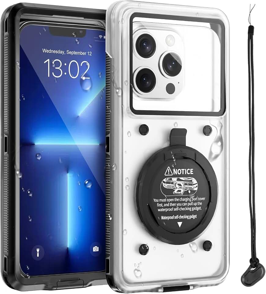 Beeasy wasserdichte Handyhülle, IPX8 Universelle Unterwasser Wasserfeste Handytasche Tauchen Schwimmen, Selbst-Check Waterproof Phone Case für iPhone Samsung Google Xiaomi 6,9 Zoll