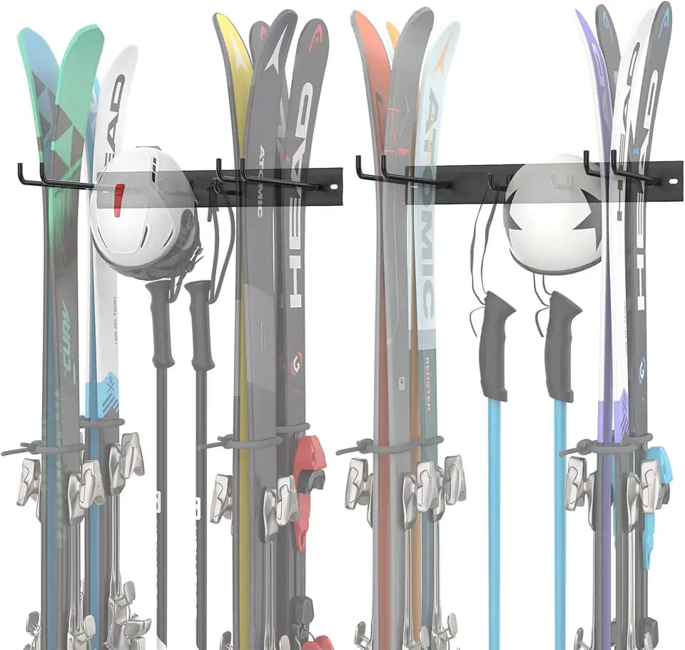 WALMANN Wall Mounted Ski Rack, Indoor Ski Hangers for Garage