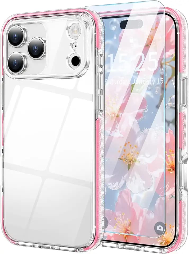 MILPROX for iPhone 18/17 Pro Max Clear Case 6.9 inch,Pink Simple Cover