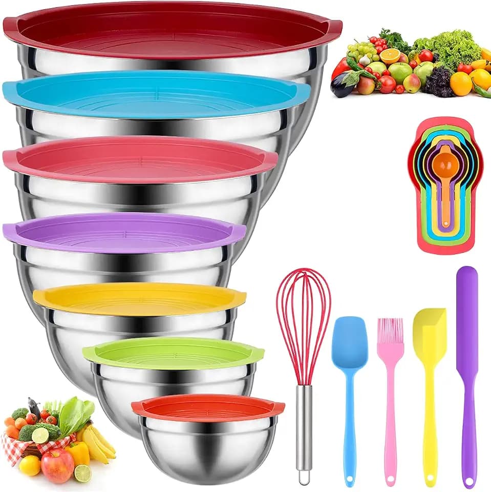 Leidawn Mixing Bowls with Lids Set, 25 PCS Colorful Mixing Bowl for Kitchen