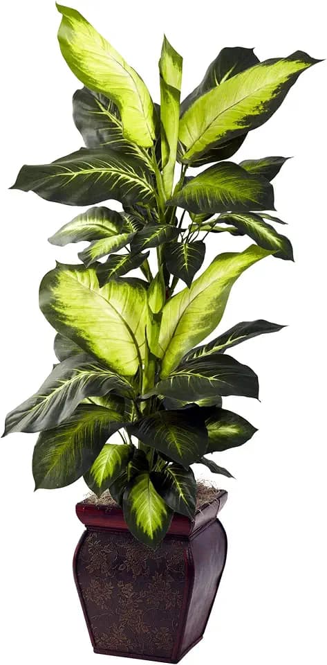 Nearly Natural 45 in Artificial Golden Dieffenbachia with Decorative Pot