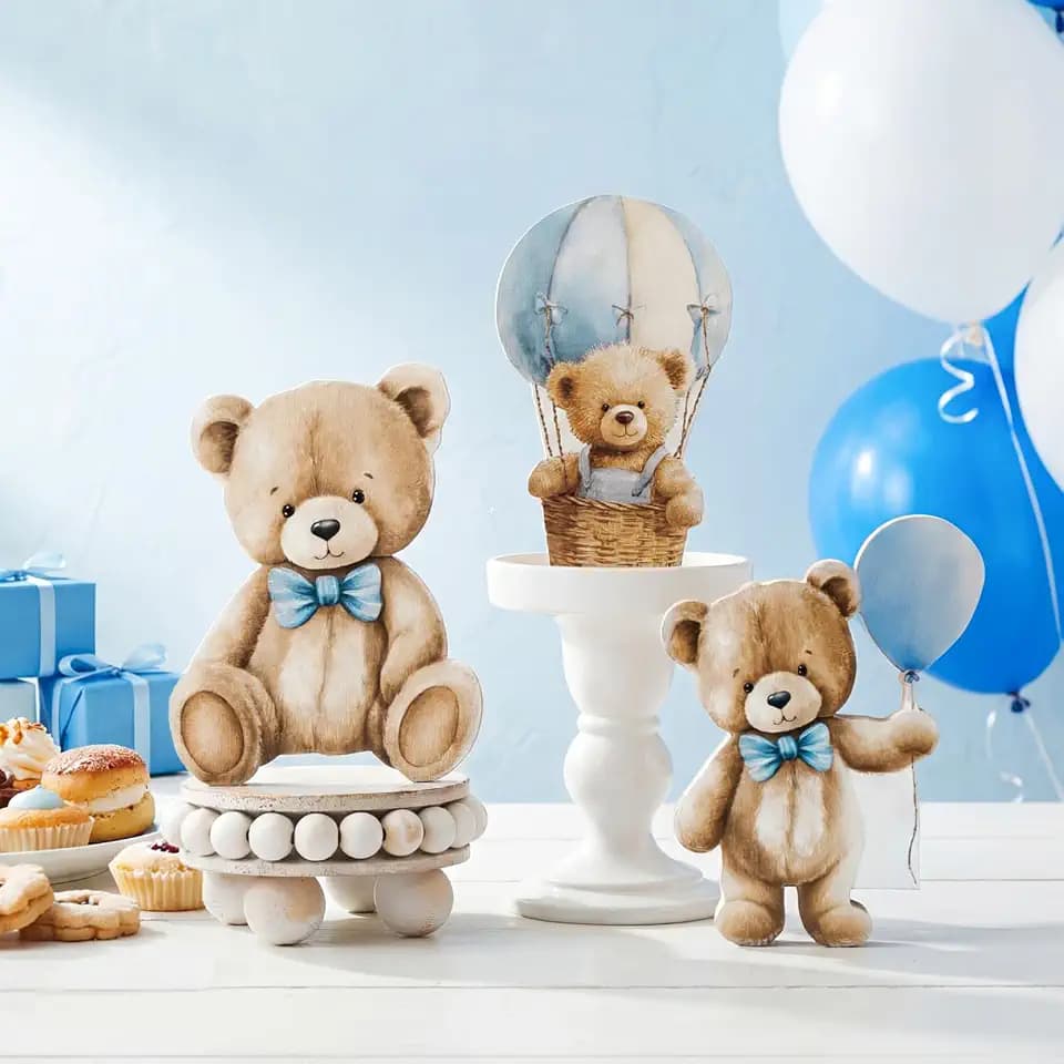 Novabright 3 Pcs We Can Bearly Wait Teddy Bear Baby Shower Decor
