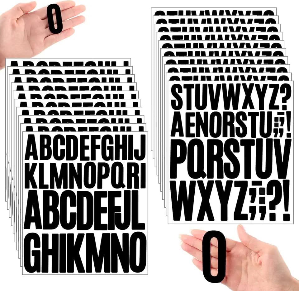 Qilery 32 Sheets 2 Inch and 3 Inch Number and Alphabet Stickers Self Adhesive Vinyl Letters Big Font for School, Classroom, Home, Mailbox Decor (Black)
