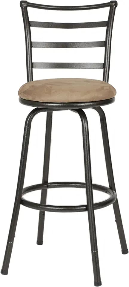 Roundhill Furniture Round Seat Bar/Counter Height Adjustable Metal Bar Stool