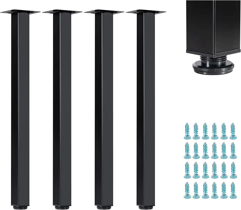 28 Inch Table Legs,with Adjustable Feet Pads,Set of 4(Black)