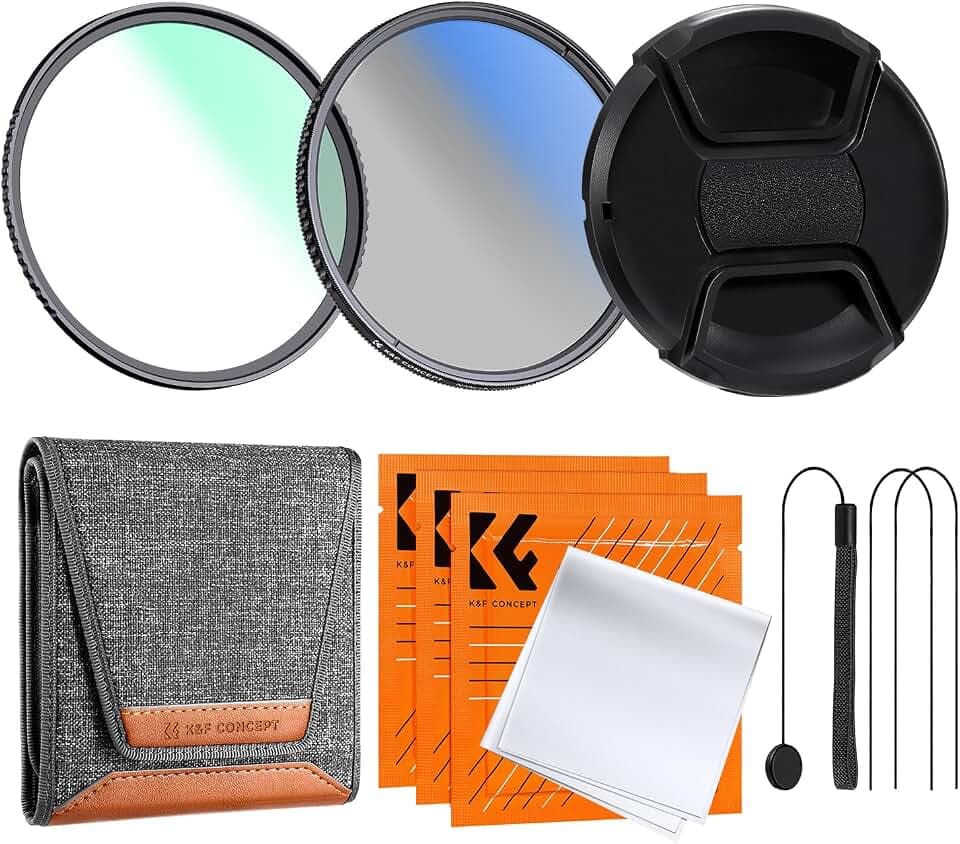 K&F CONCEPT Filterset 43mm UV Filter+Polfilter (CPL)+Objektivdeckel