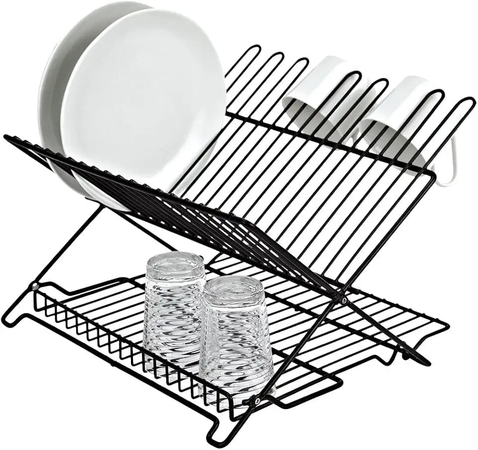 Better Houseware 1483 Junior Folding Dish Rack, Black