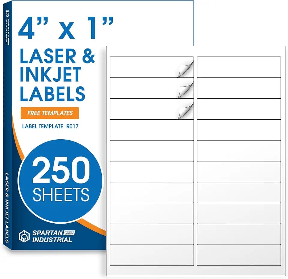 4" X 1" Matte White Printable Address Labels (250 Sheets, 5000 Stickers)