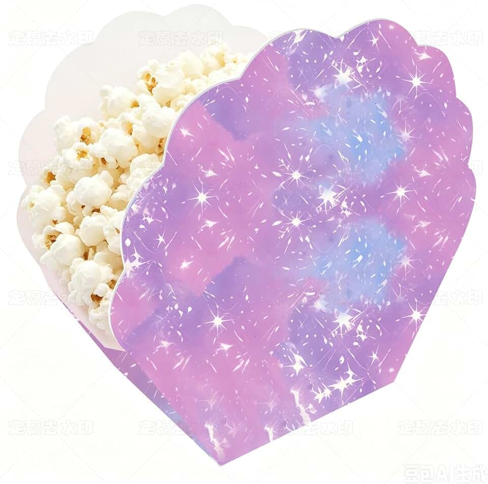 48 PCS Summer Purple Seashell Popcorn Boxes, Purple Treat and Snack Boxes for Mermaid, Ocean, Kpop, Birthday, Wedding, Halloween Party Favors Boxes