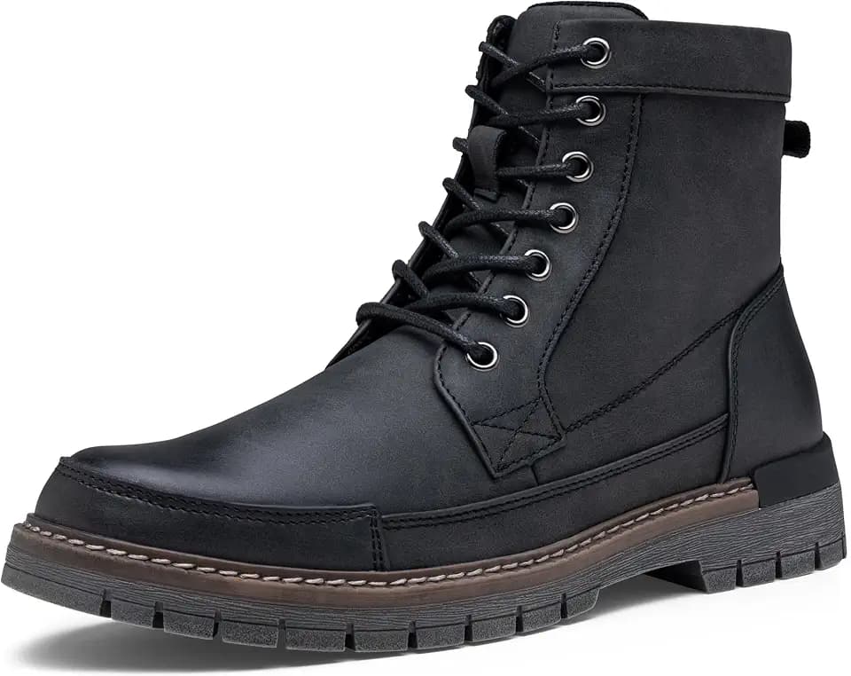 Jousen Men's Motorcycle Combat Dress Boots with Zipper